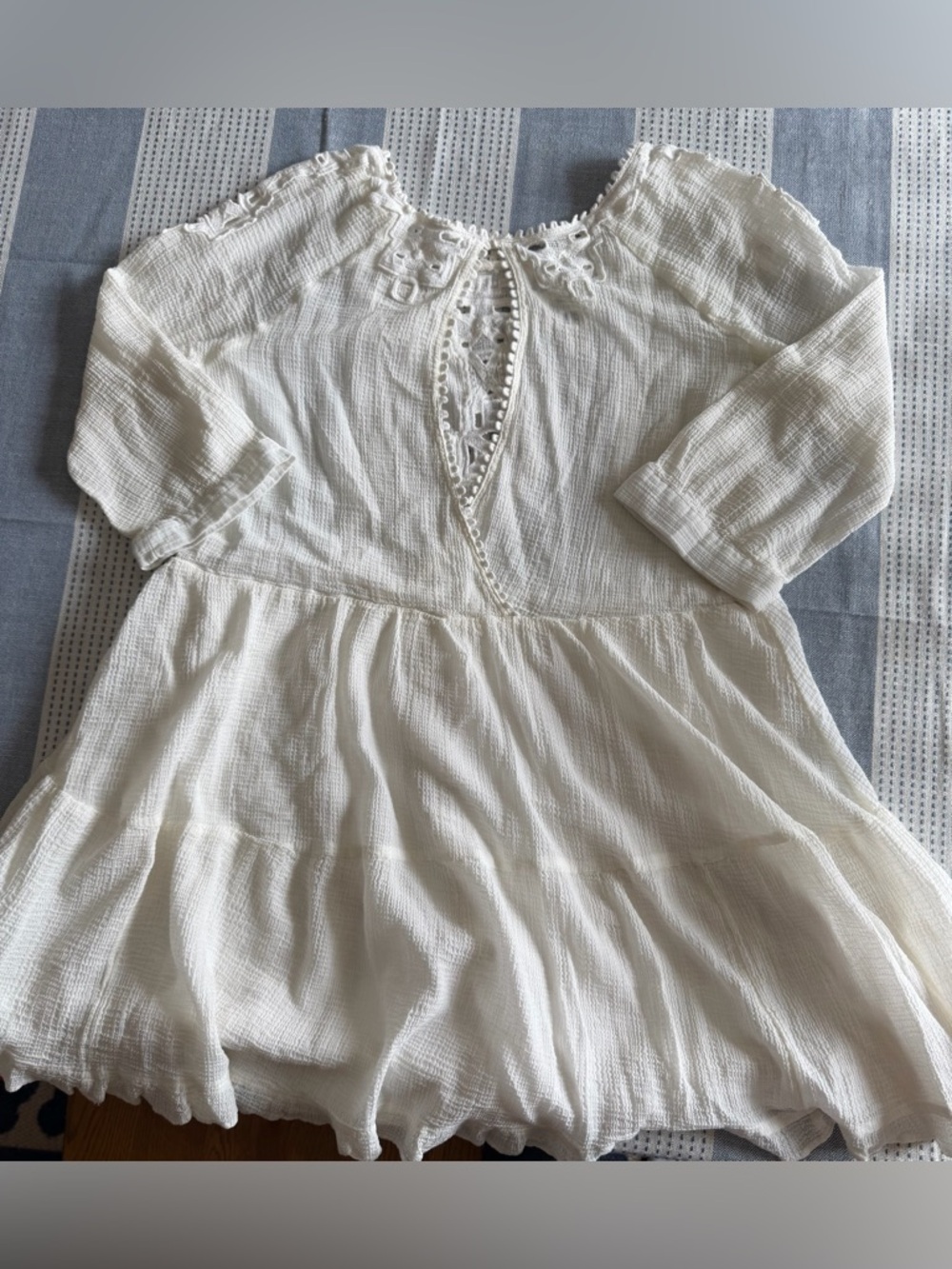 Free People Mini Dress with Eyelet Detail- Ivory - Picture 6 of 8